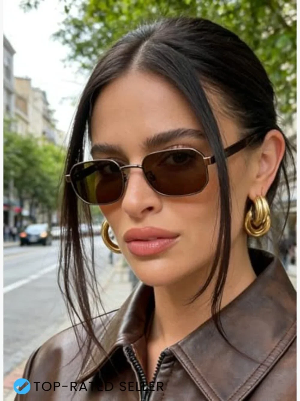Rectangular Metal Sunglasses Vintage Retro Classic Polarized UV Protection